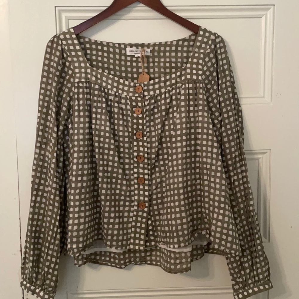 NWT Emerson Fry Laurent Blouse - Moss Green